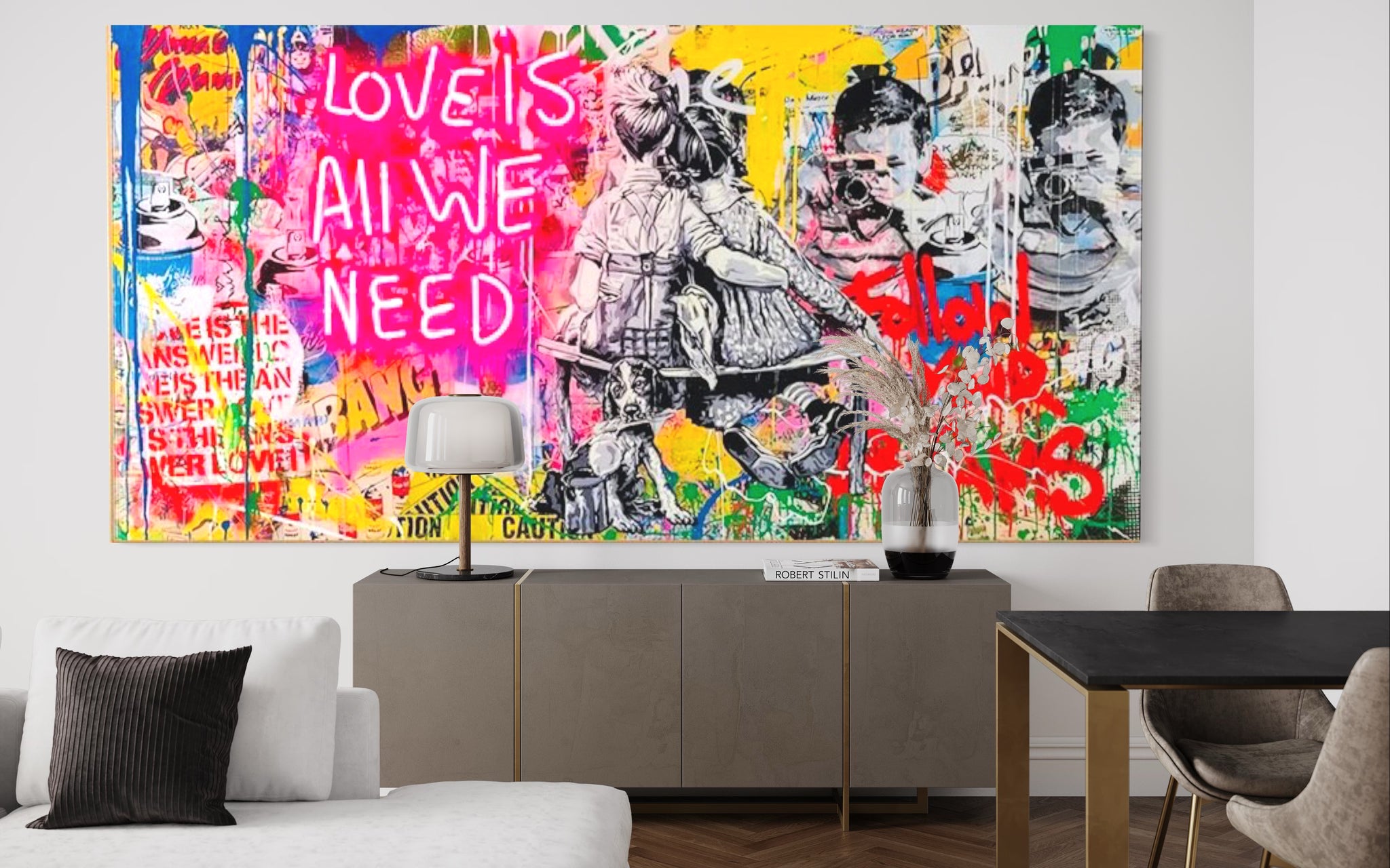 Graffiti Banksy Love Is All We Need Canvas – ClockCanvas